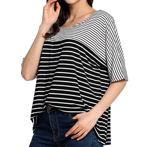 Stretchy oversized striped tee NWT - Picture 3 of 8